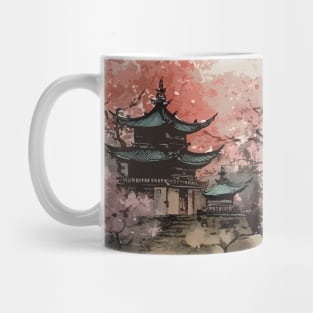 Japan Temple Buddhist watercolor illustration Mug